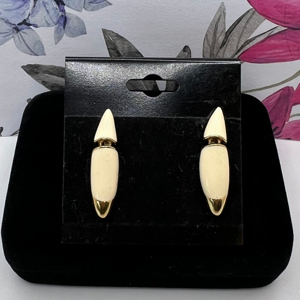 SALE 3/$20**Monet Cream Enamel Hinged Spike CLIP Earrings